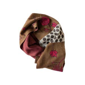 Smartwool Scarf Merino Blend Floral Polka Dots Brown Red